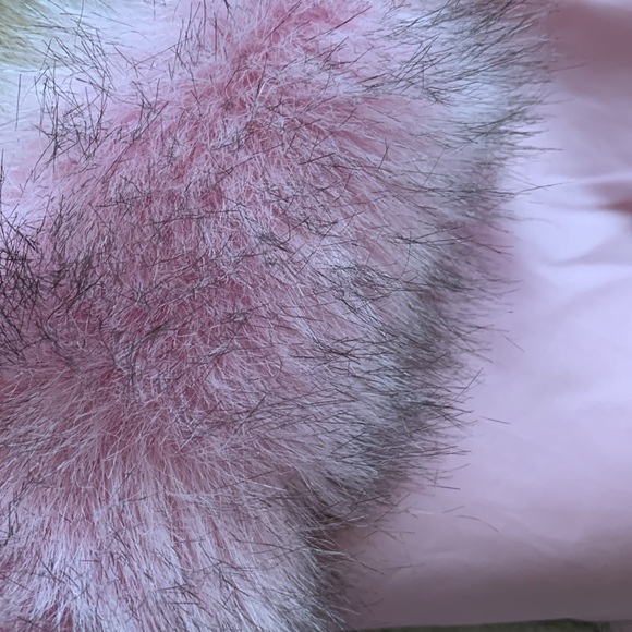 pink black Y2K vintage vegan FLUFFY fox fur pom pom wrap scarf - Picture 2 of 8